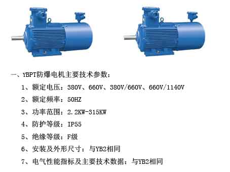 YBPT變頻防爆電機主要技術(shù)參數(shù)，如圖所示